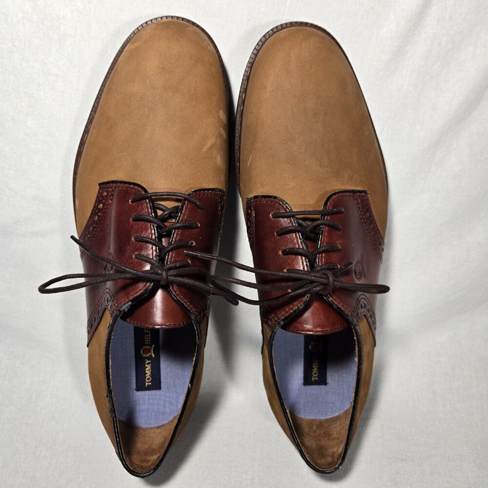 RARE Vintage 1985 TOMMY HILFIGUER Old Stock Brown Leather Oxford Shoes Men's 12M - Picture 11 of 17